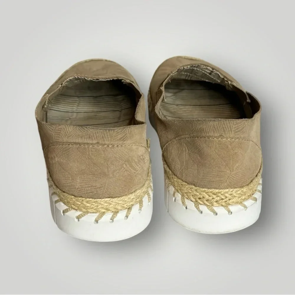 Crevo Skyla Palm Espadrille Deck Shoes Suede Slip On Loafers Tan
